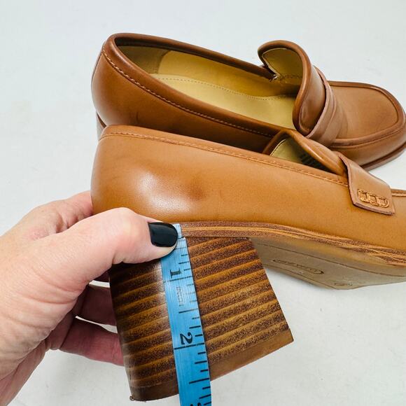 Vintage Nine West Brown Leather Block Heel Loafers Size 8.5 Preppy 90s aesthetic - Picture 10 of 12